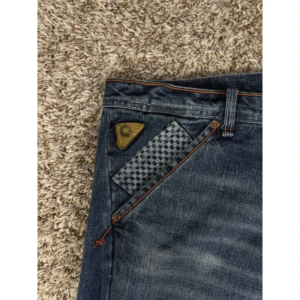 Akademiks Baggy Jeans Y2K Hip Hop Streetwear Skate Denim Checkered Panel Mens 38